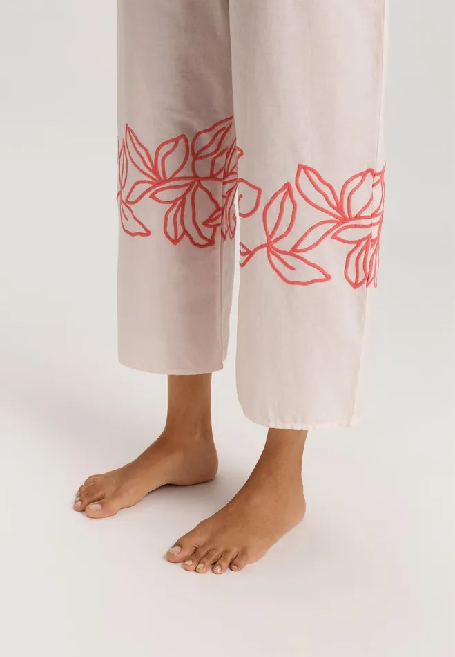 Embroidered Cotton Cropped Pants Melon Soda Women HANRO Pajama Bottoms