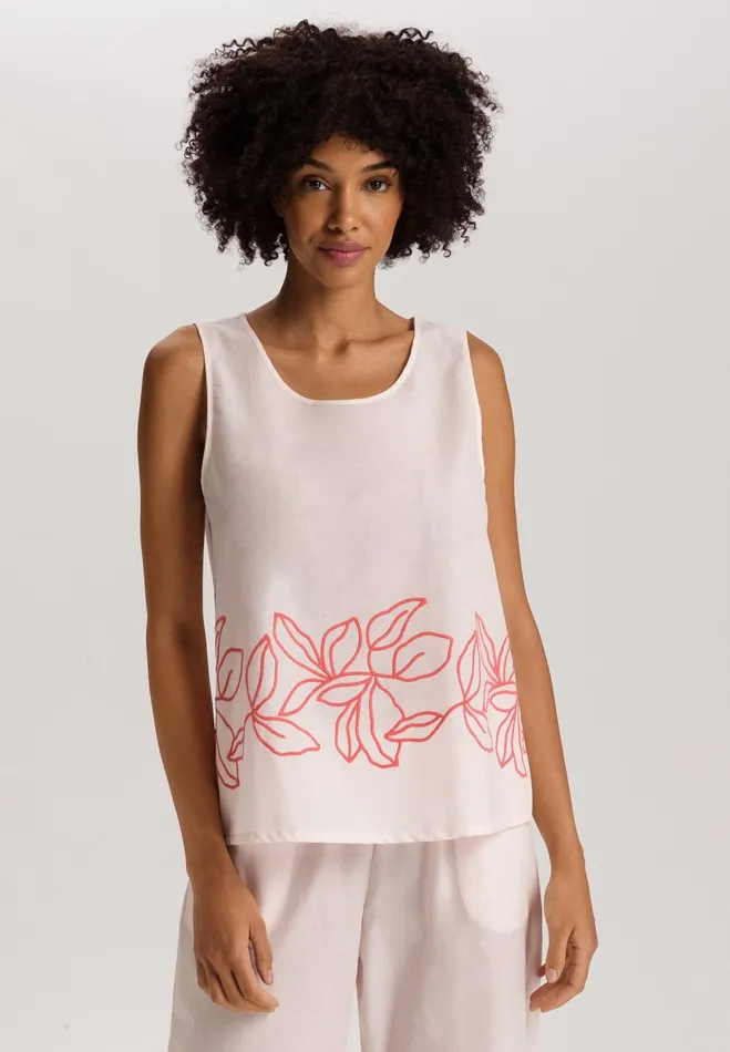 Embroidered Cotton Tank Top Melon Soda Women HANRO Pajama Tops