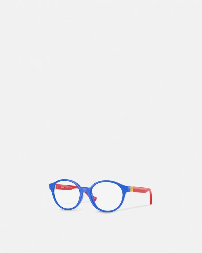 Eyewear Kids Versace Medusa Plaque Round Glasses Bluered
