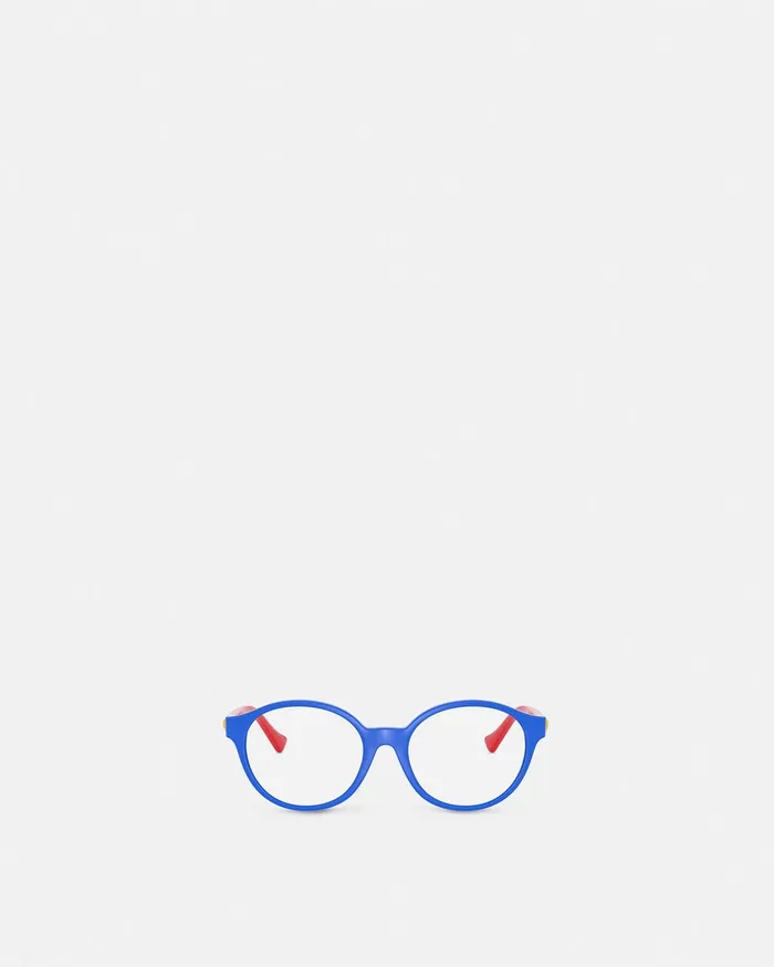 Eyewear Kids Versace Medusa Plaque Round Glasses Bluered
