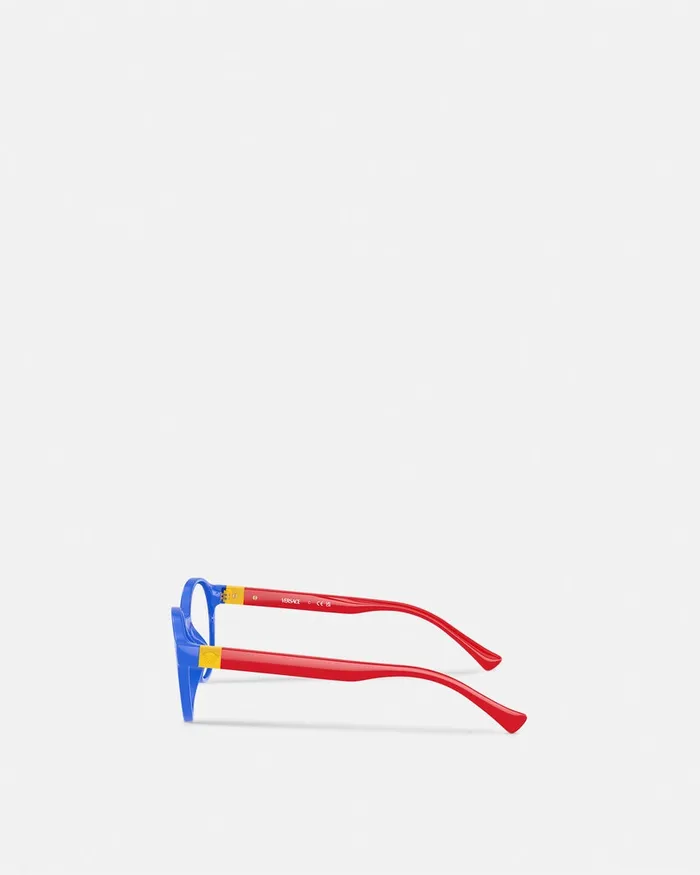Eyewear Kids Versace Medusa Plaque Round Glasses Bluered