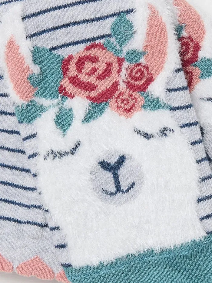 Fat Face 3 For 2 Socks Grey Llama Toe Socks 1 Pack Size 47 8211 Women
