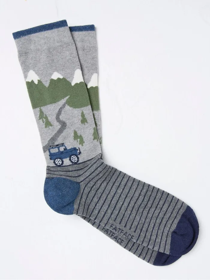 Fat Face 3 For 2 Socks Grey Off Roader Scene Socks 1 Pack 8211 Men