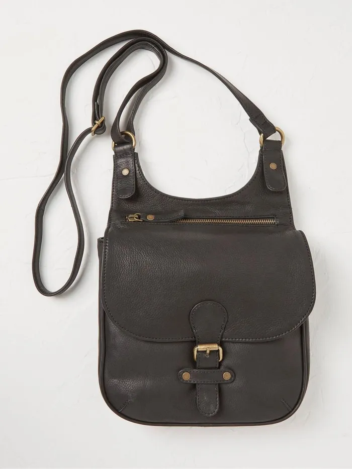 Fat Face Bags and Purses Anna Black Oiled Leather Crossbody Bag 8211 Women