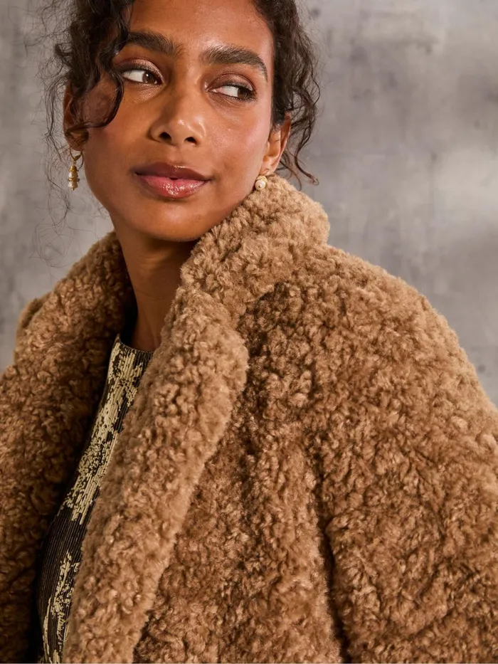 Fat Face Coats and Jackets Maggie Natural Short Teddy Coat 8211 Women