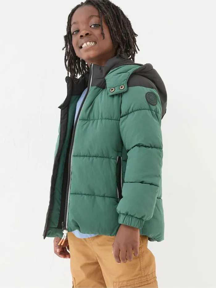 Fat Face Coats and Jackets Milo Green Hooded Padded Jacket 8211 Kids