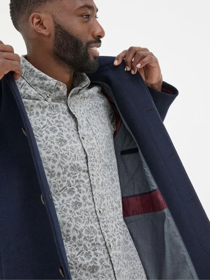 Fat Face Coats and Jackets Pendeen Navy Blue Raglan Overcoat 8211 Men