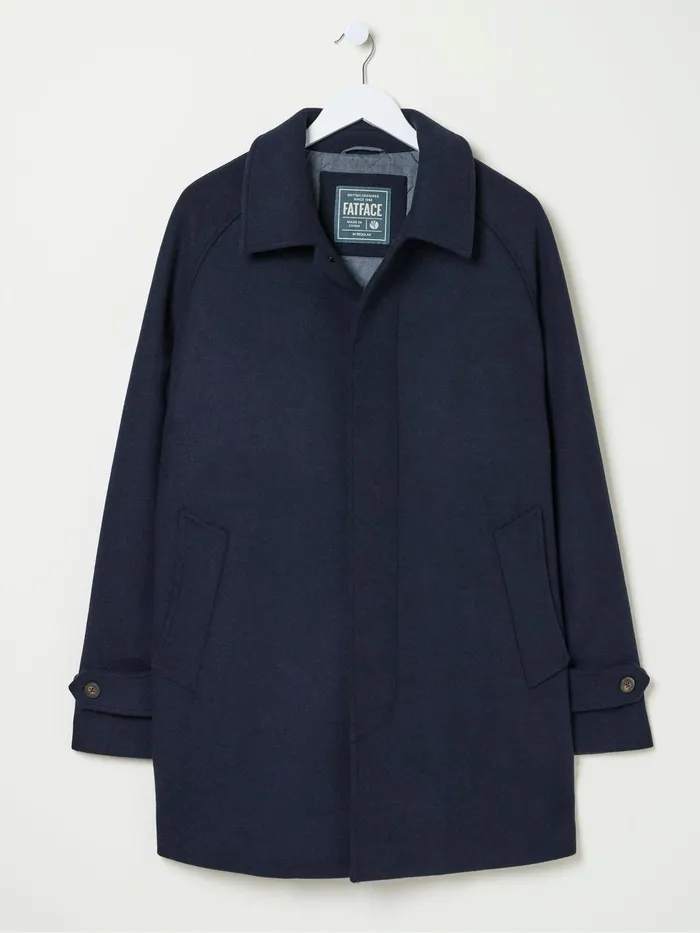 Fat Face Coats and Jackets Pendeen Navy Blue Raglan Overcoat 8211 Men
