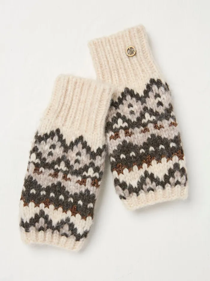 Fat Face Gloves Ivory Fairisle Cuffs 8211 Women