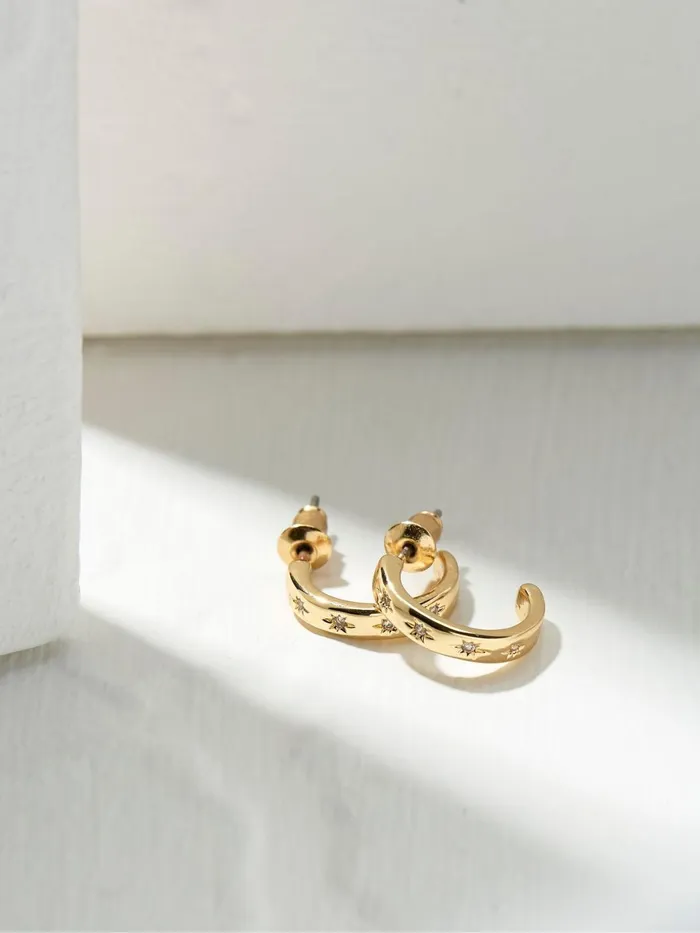 Fat Face Jewellery Gem Gold Tone Huggy Hoops 8211 Women