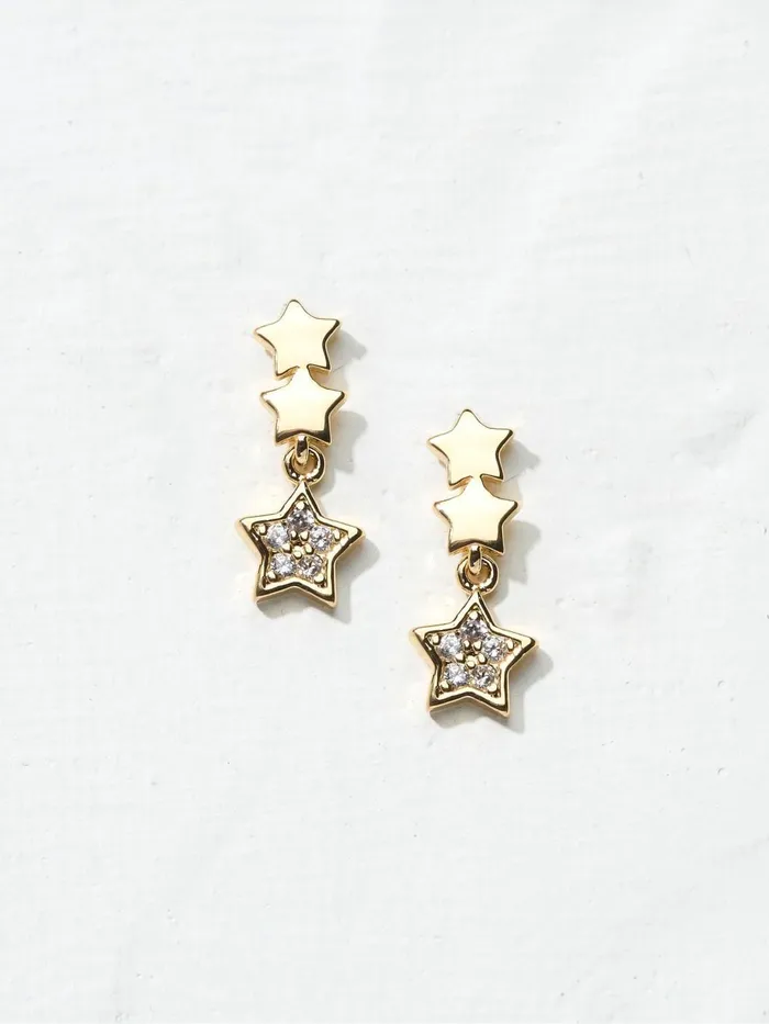 Fat Face Jewellery Gold Tone Trio Star Earrings 8211 Women