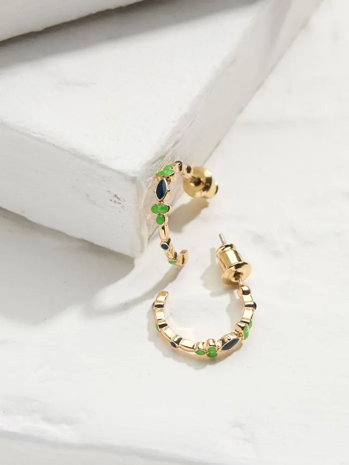 Fat Face Jewellery Green Enamel Gem Hoops 8211 Women