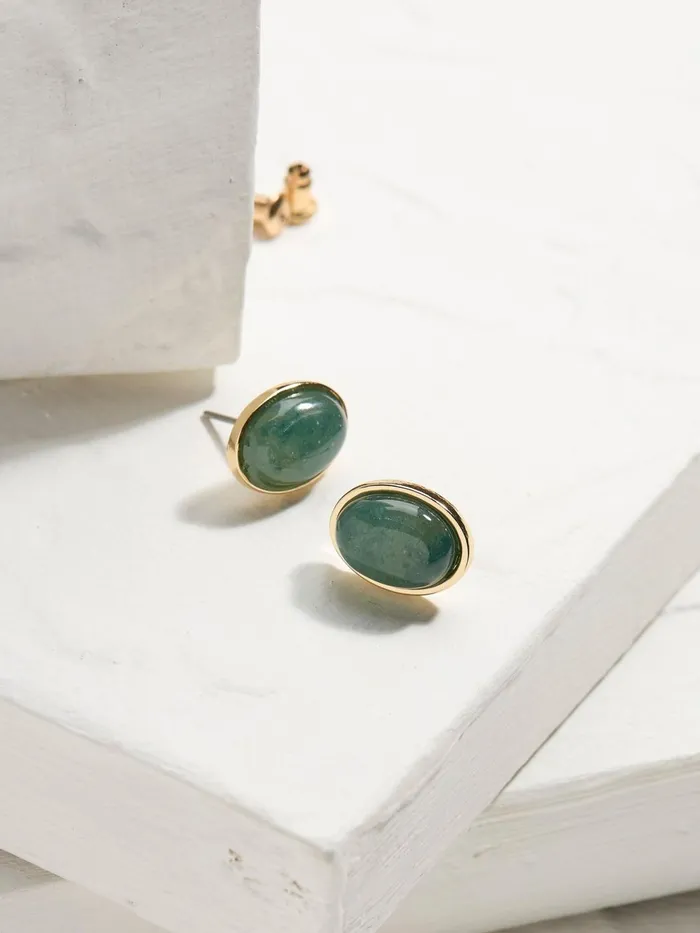 Fat Face Jewellery Green Large Stone Studs Earrings 8211 Women