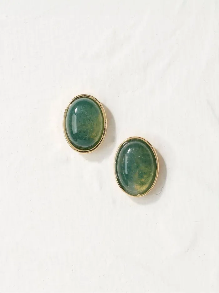 Fat Face Jewellery Green Large Stone Studs Earrings 8211 Women