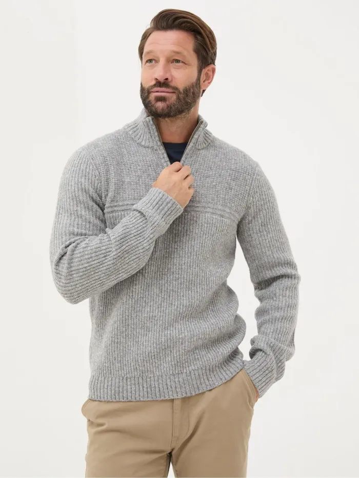 Fat Face Knitwear Calder Grey Half Neck Jumper 8211 Men