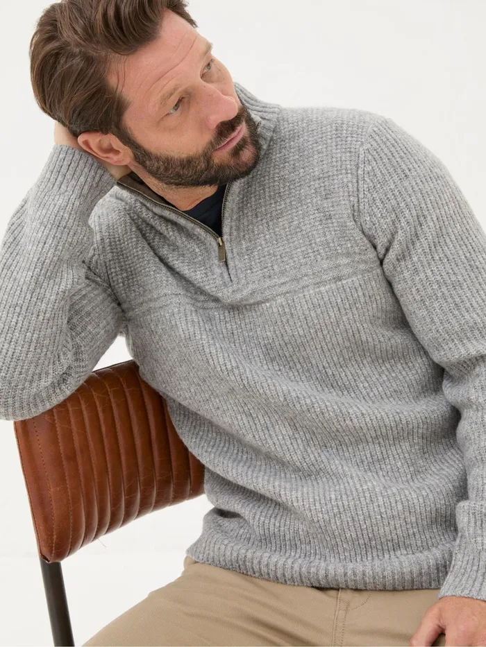 Fat Face Knitwear Calder Grey Half Neck Jumper 8211 Men