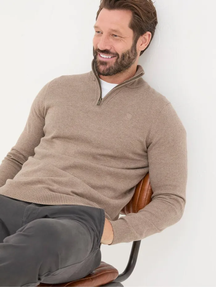 Fat Face Knitwear Rye Natural HalfNeck 8211 Men