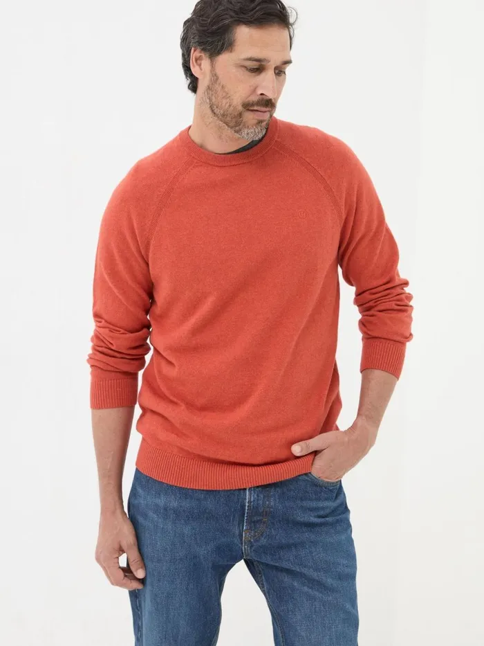 Fat Face Knitwear Rye Orange Cotton Cashmere Crew Neck Jumper 8211 Men