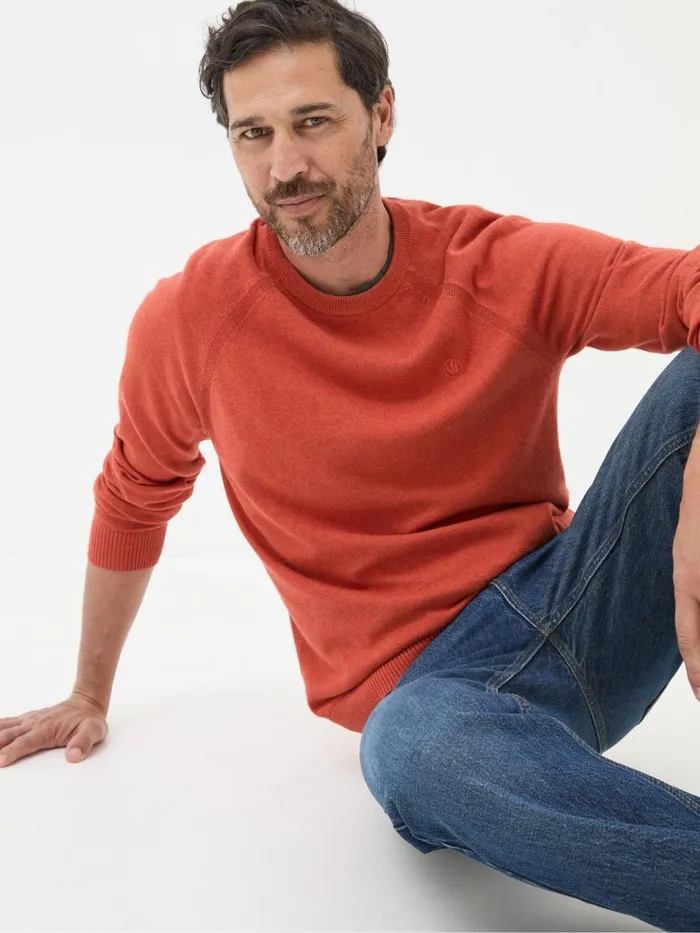 Fat Face Knitwear Rye Orange Cotton Cashmere Crew Neck Jumper 8211 Men