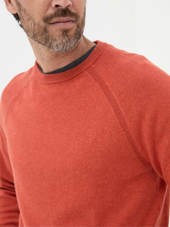 Fat Face Knitwear Rye Orange Cotton Cashmere Crew Neck Jumper 8211 Men