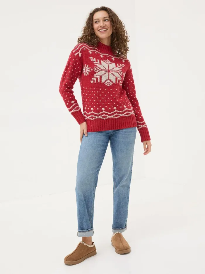 Fat Face Knitwear Snowflake Red Knitted Jumper 8211 Women Fat Face Knitwear Snowflake Red Knitted Jumper 8211 Women