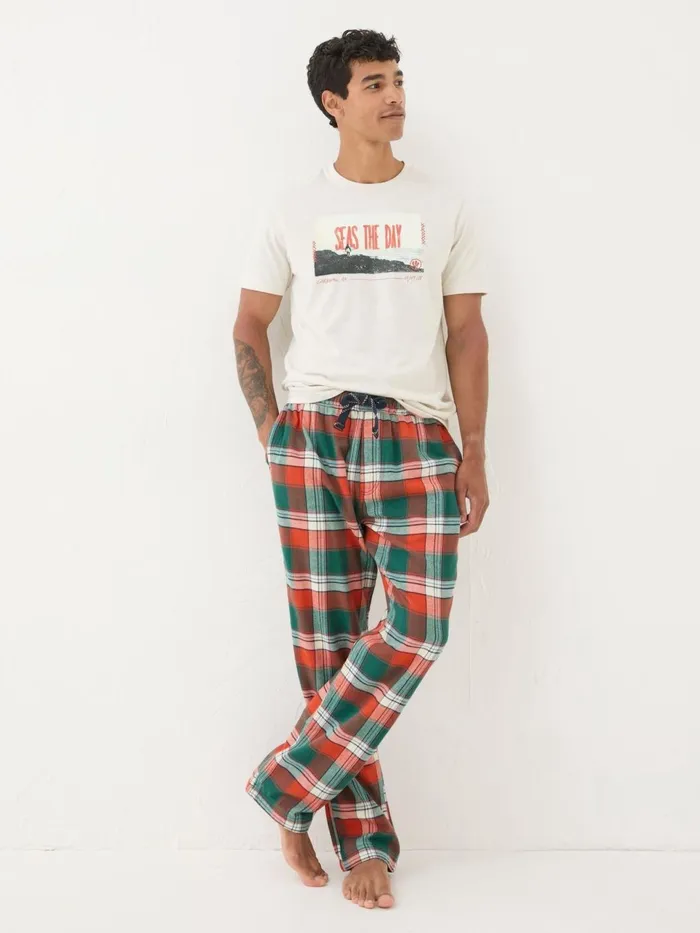 Fat Face Pyjamas and Nightwear Helmsley Orange Check Pyjama Bottoms 8211 Men