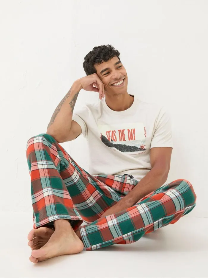 Fat Face Pyjamas and Nightwear Helmsley Orange Check Pyjama Bottoms 8211 Men