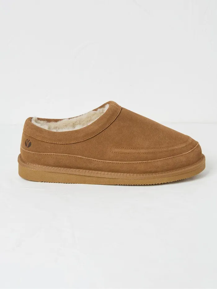 Fat Face Pyjamas and Nightwear Lewis Tan Brown Suede Snug Mule Slippers 8211 Men