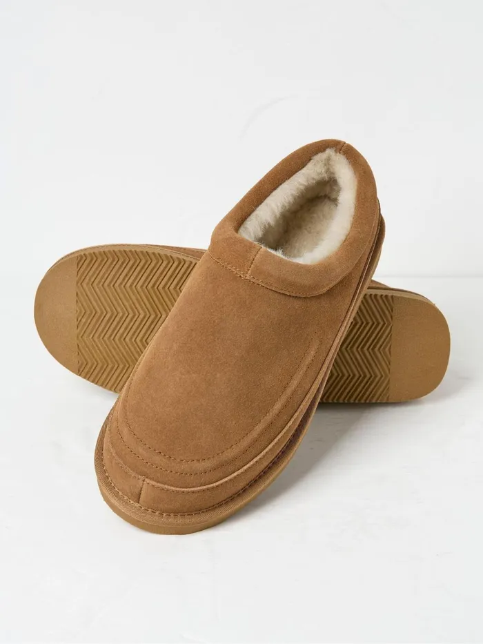 Fat Face Pyjamas and Nightwear Lewis Tan Brown Suede Snug Mule Slippers 8211 Men