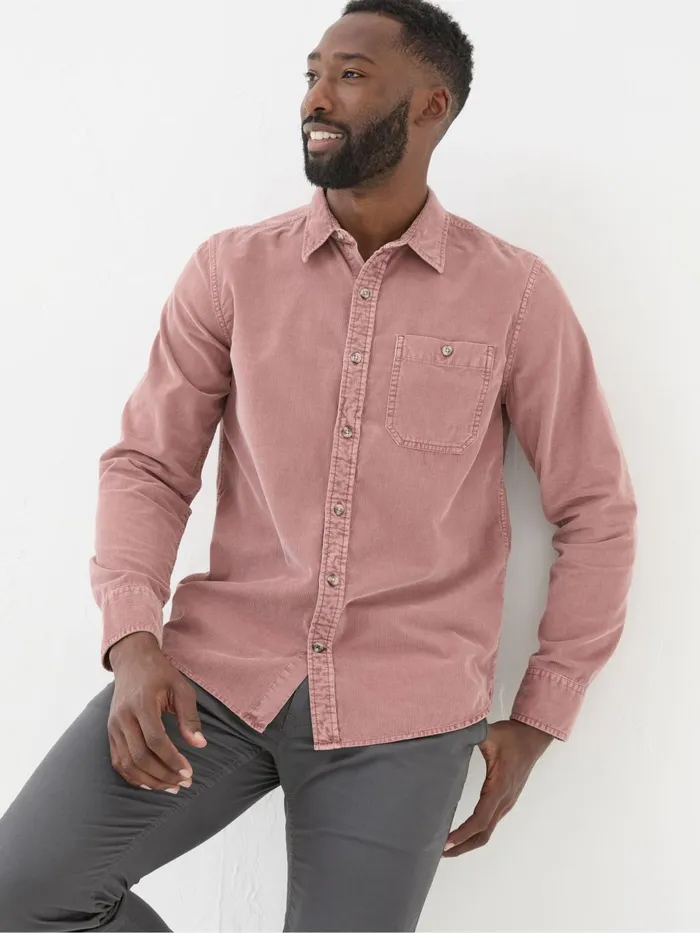 Fat Face Shirts Pink Long Sleeve Cord Shirt 8211 Men