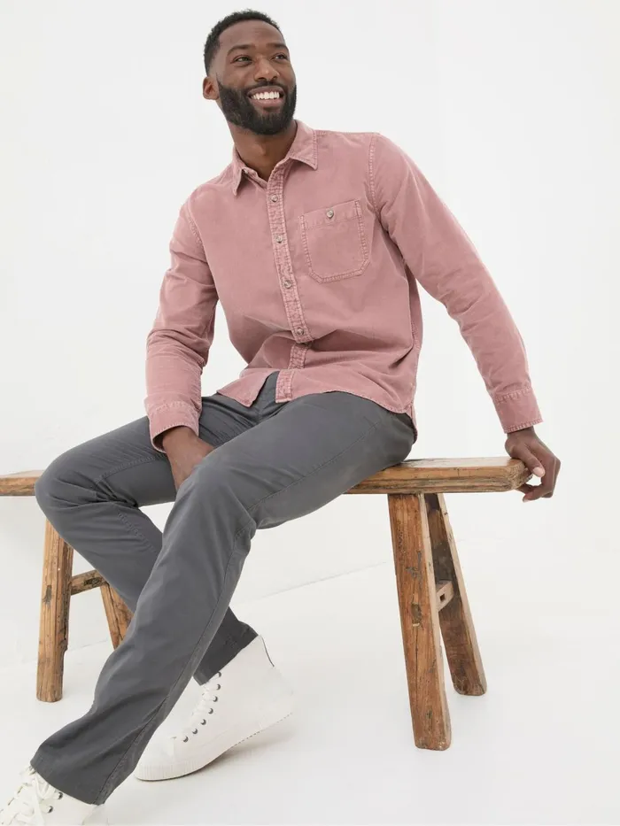 Fat Face Shirts Pink Long Sleeve Cord Shirt 8211 Men