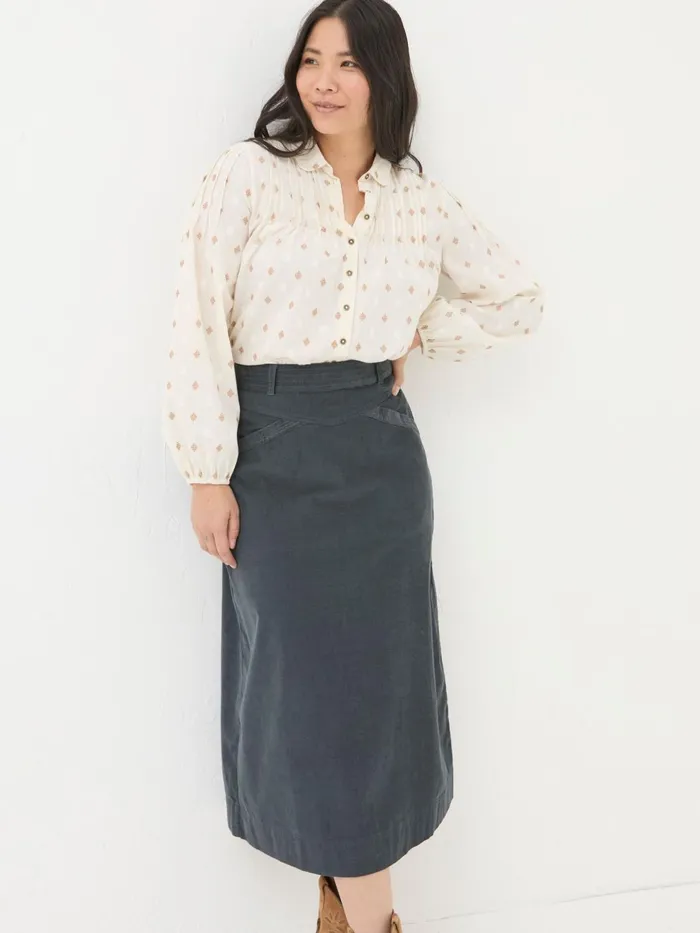 Fat Face Skirts Leigh Grey Cord Midi Skirt 8211 Women
