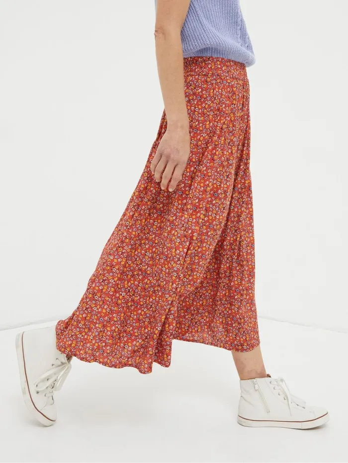 Fat Face Skirts Orange Gradient Floral Midi Skirt 8211 Women