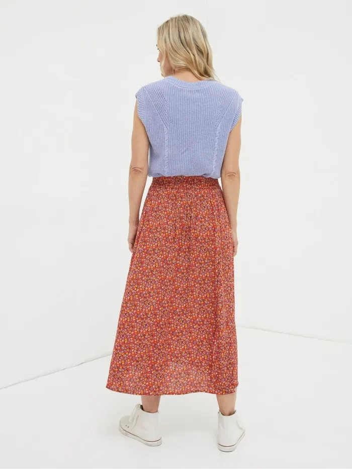 Fat Face Skirts Orange Gradient Floral Midi Skirt 8211 Women