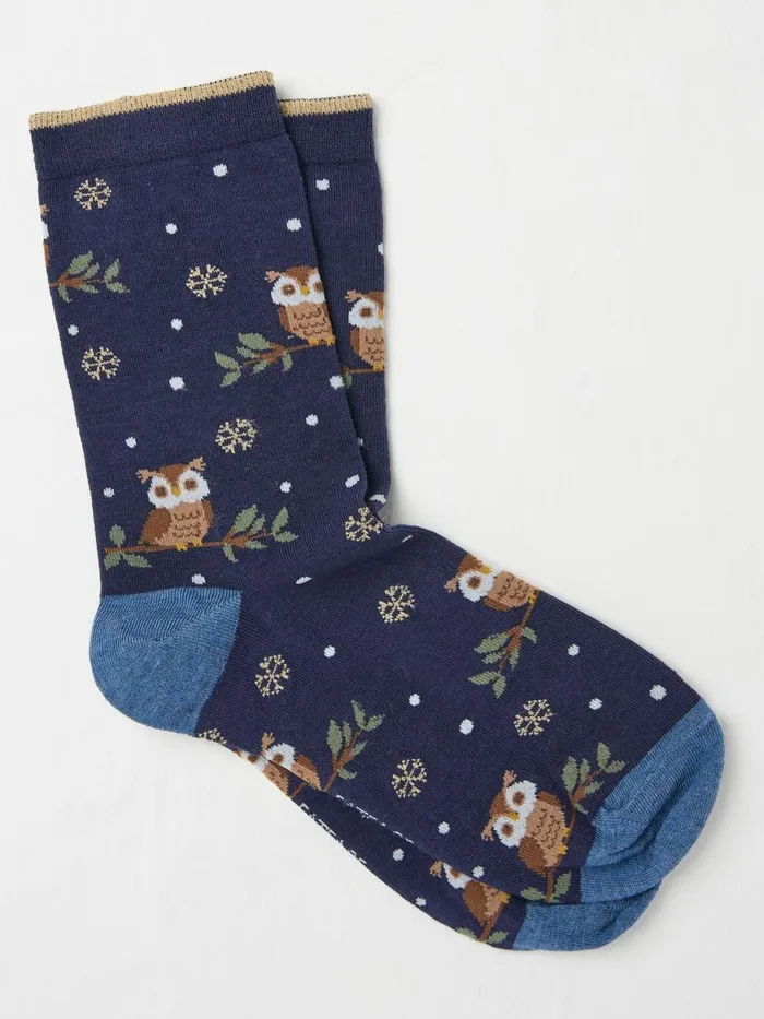Fat Face Socks and Tights Blue Navy Night Owl Socks 1 Pack 8211 Women