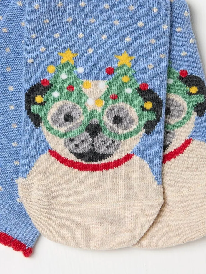 Fat Face Socks and Tights Blue Pug In Glasses Socks 1 Pack 8211 Women