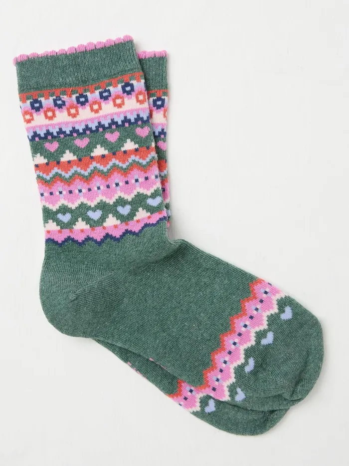 Fat Face Socks and Tights Green Pop Fairisle Pattern Socks 1 Pack 8211 Women