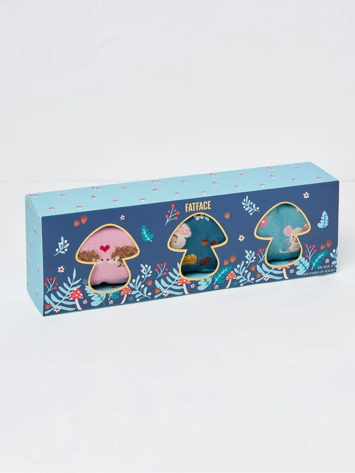 Fat Face Socks and Tights Multi Woodland Socks 3 Pack In A Box 8211 Women