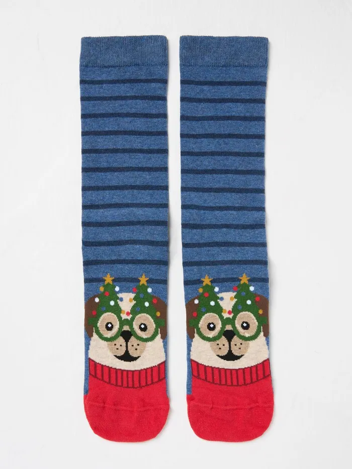 Fat Face Socks Blue Pug In Glasses Socks 1 Pack 8211 Men