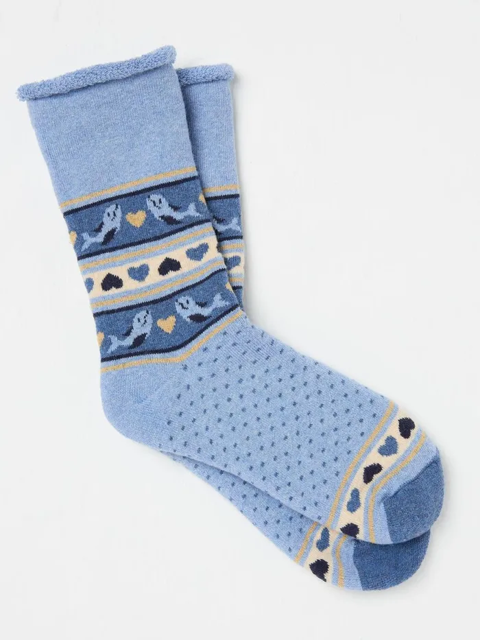 Fat Face Socks Blue Shelter Wilson The Whale Cosy Socks 8211 Kids