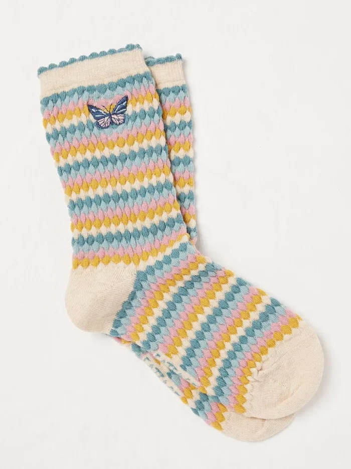 Fat Face Socks Natural Textured Butterfly Socks 1 Pack 8211 Kids