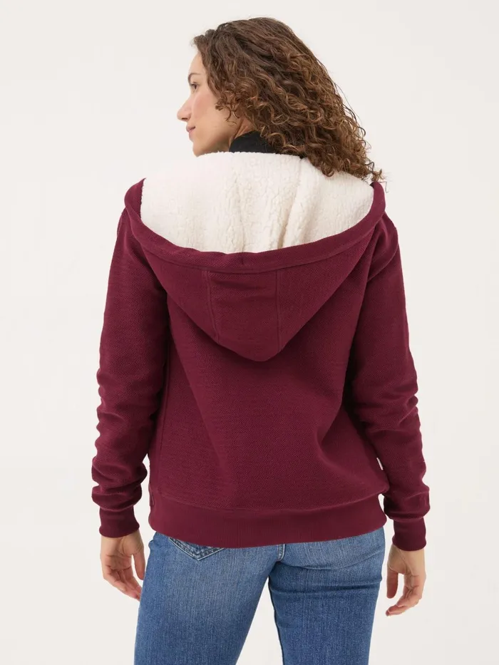 Fat Face Sweatshirts and Hoodies Amy Dark Red Textured Borg Lined Zip Through Hoodie 8211 Women