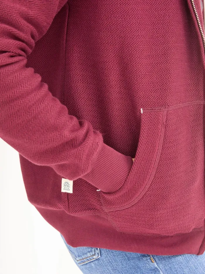 Fat Face Sweatshirts and Hoodies Amy Dark Red Textured Borg Lined Zip Through Hoodie 8211 Women