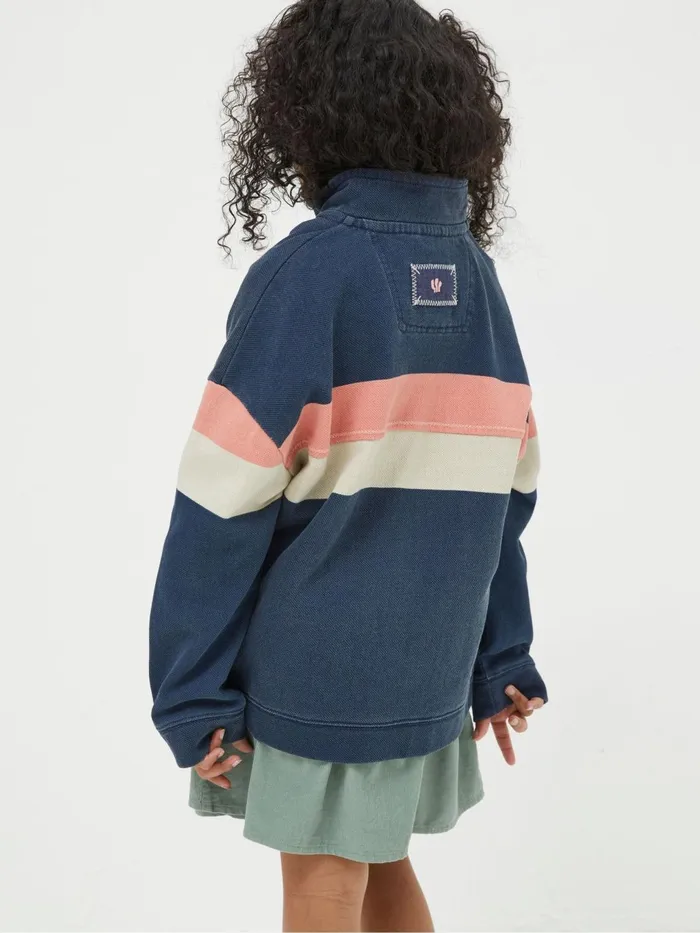Fat Face Sweatshirts and Hoodies Blue Colourblock Boxy Airlie Sweat Top 8211 Kids