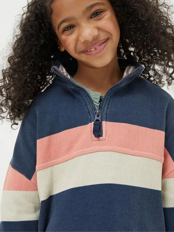 Fat Face Sweatshirts and Hoodies Blue Colourblock Boxy Airlie Sweat Top 8211 Kids
