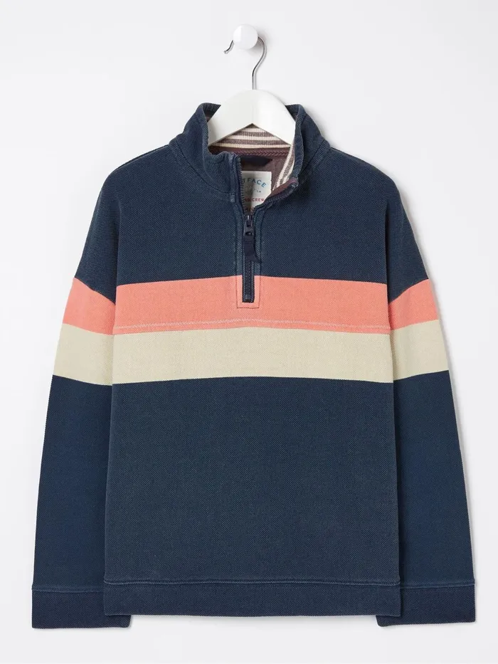 Fat Face Sweatshirts and Hoodies Blue Colourblock Boxy Airlie Sweat Top 8211 Kids