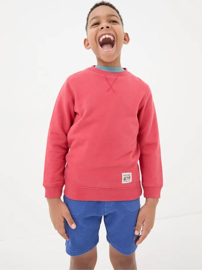 Fat Face Sweatshirts and Hoodies Enborne Red Crew Sweatshirt 8211 Kids