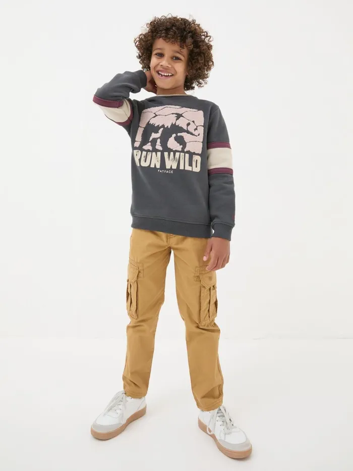 Fat Face Sweatshirts and Hoodies Grey Run Wild Sweatshirt 8211 Kids