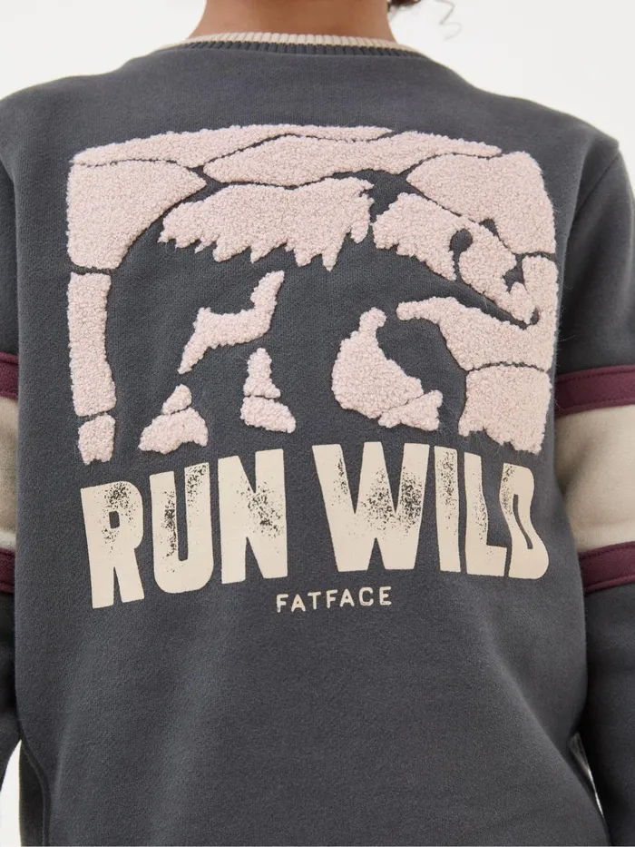 Fat Face Sweatshirts and Hoodies Grey Run Wild Sweatshirt 8211 Kids