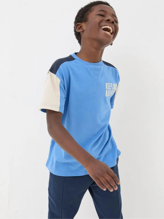 Fat Face TShirts and Polos Blue Colourblock Jersey TShirt 8211 Kids
